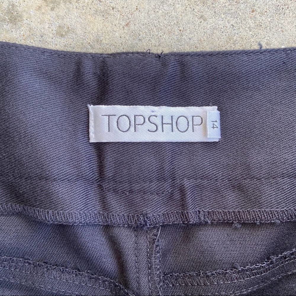 TOPSHOP Black Mini Skirt Front Slit Size 14 - Picture 4 of 4
